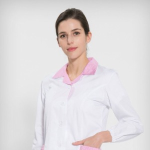 긴팔 TC32수 쿨스판 위생복 셔츠(여성용) /핑크체크